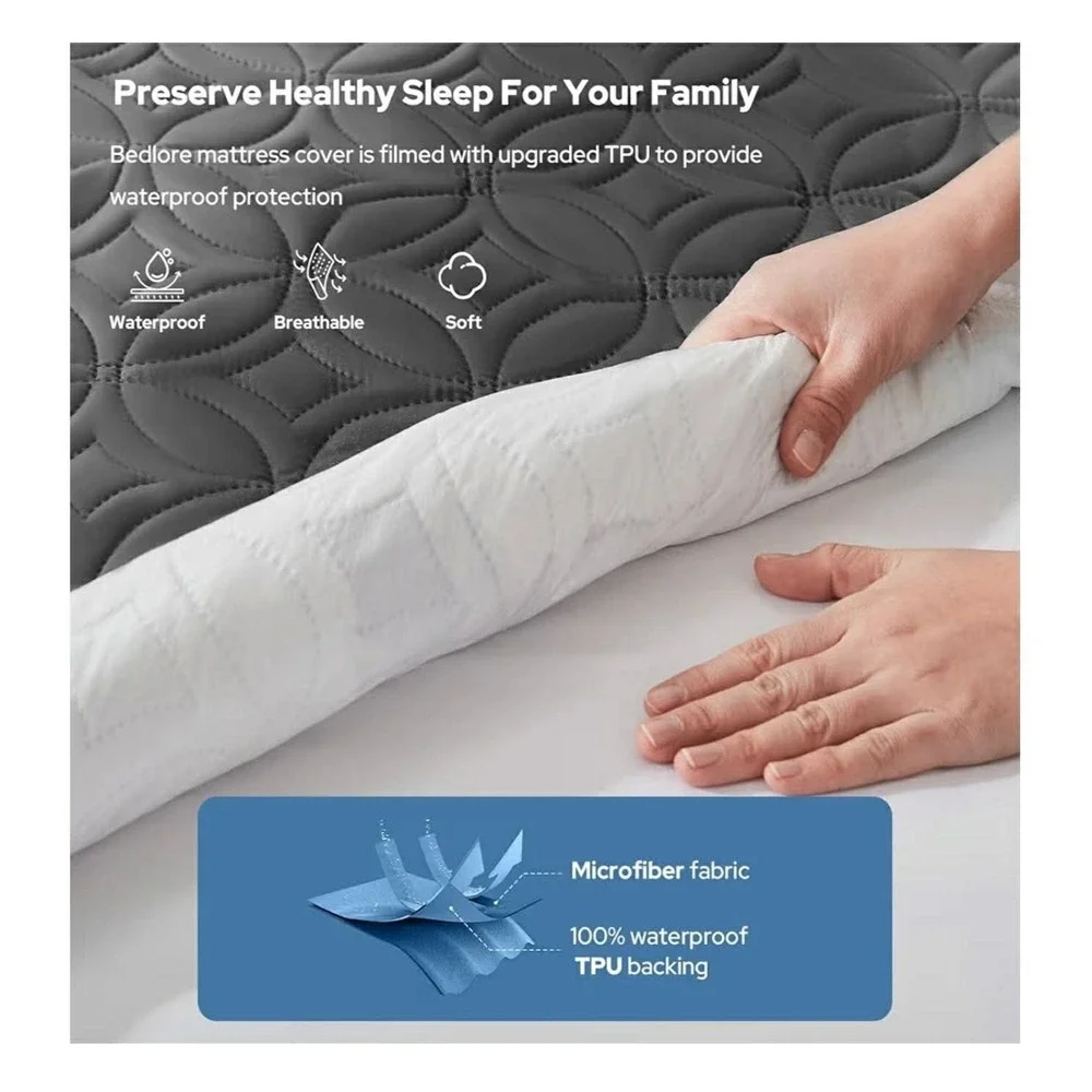 Bedlore 2 Pack Waterproof Mattress Protector Twin Size Mattress Pad With Deep Po